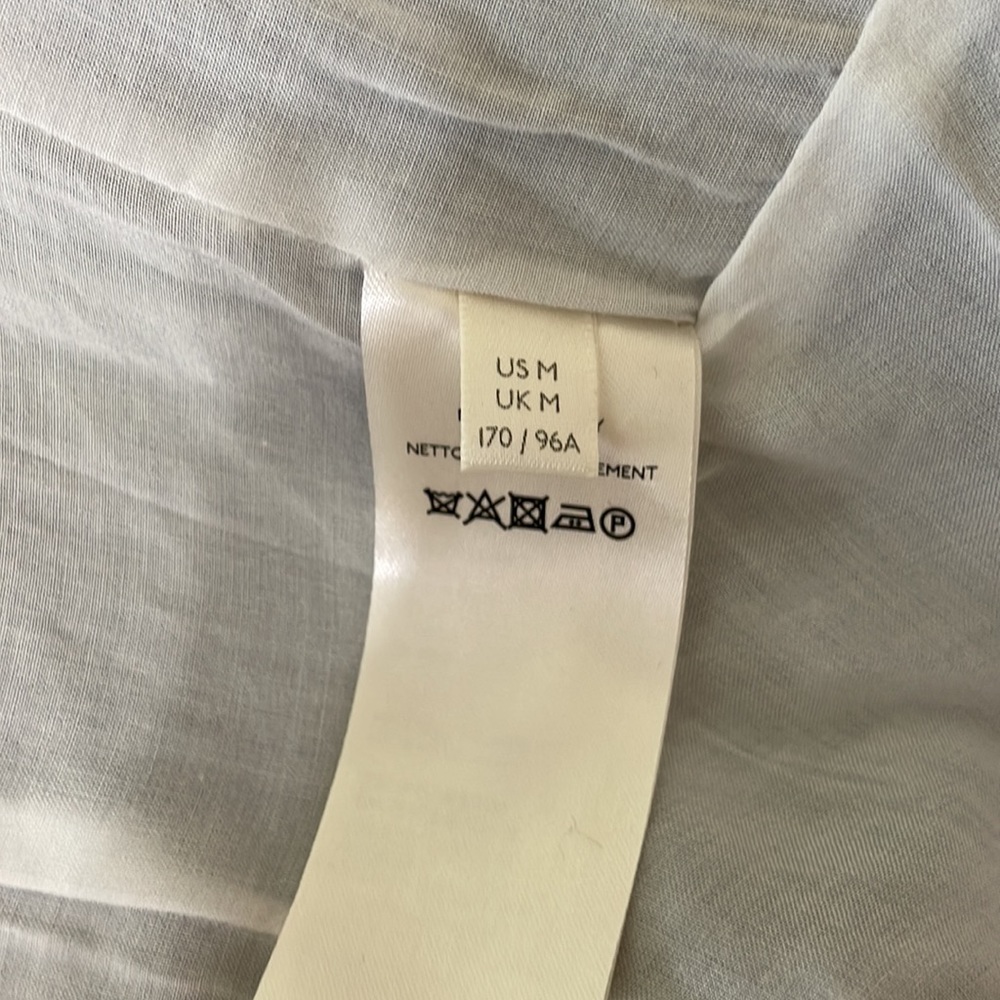 New FREE PEOPLE Stella Blazer Jacket Navy Blue White Stripe Fluted Sleeve - Picture 13 of 14